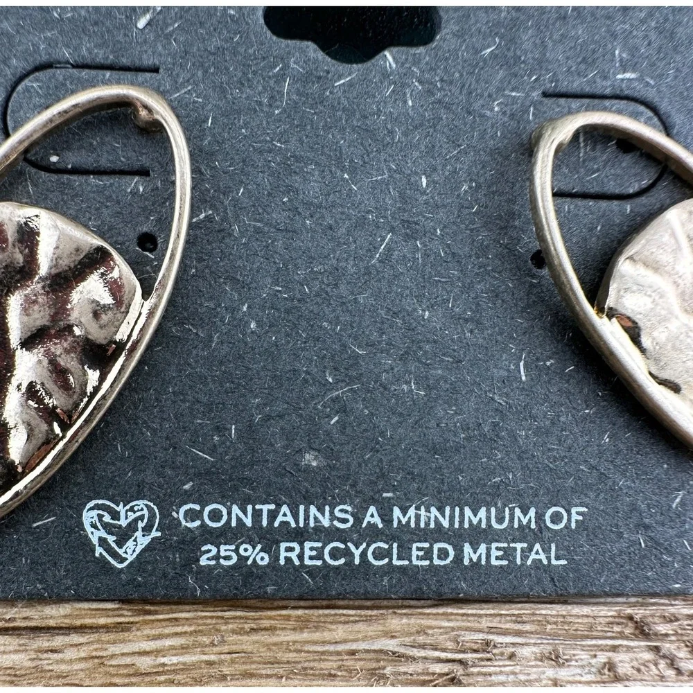 THE SAK Gold Textured Oval Stud Drop Earrings NWT Contains Recycled Materials - Picture 4 of 4